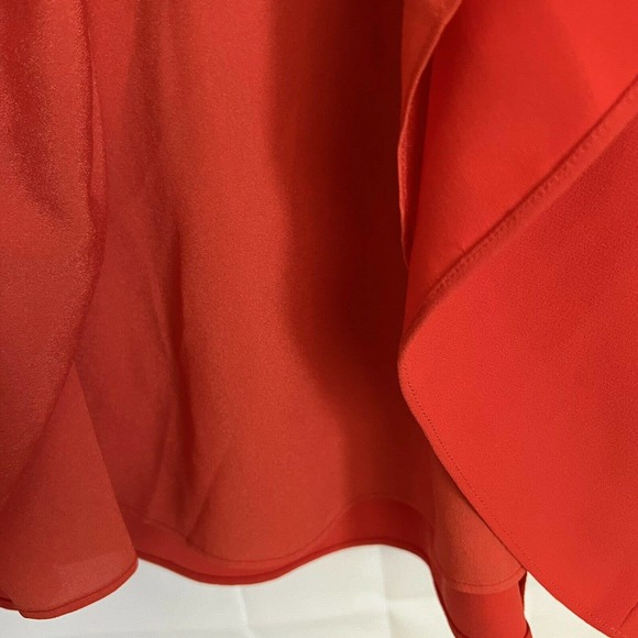 T BY ALEXANDER WANG Womens Red Matte Crepe Plunge A Line Dress Sz S Pockets - Picture 6 of 6